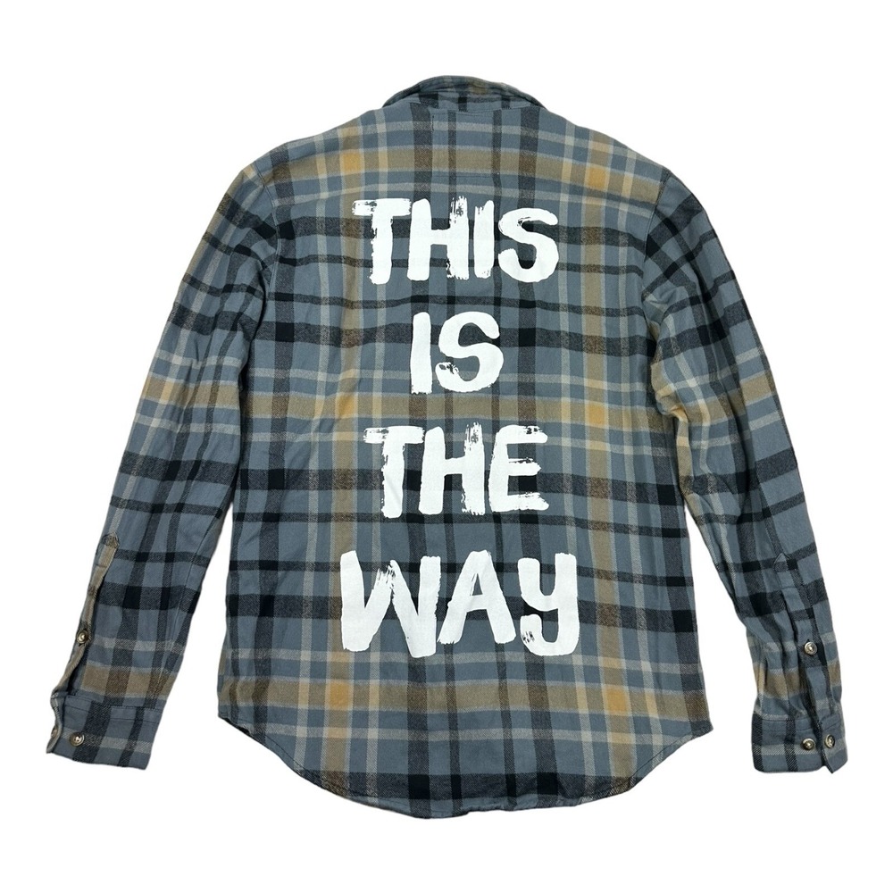 Cakeworthy Star Wars Mens M Blue Flannel Plaid Mandalorian This Is The Way Shirt